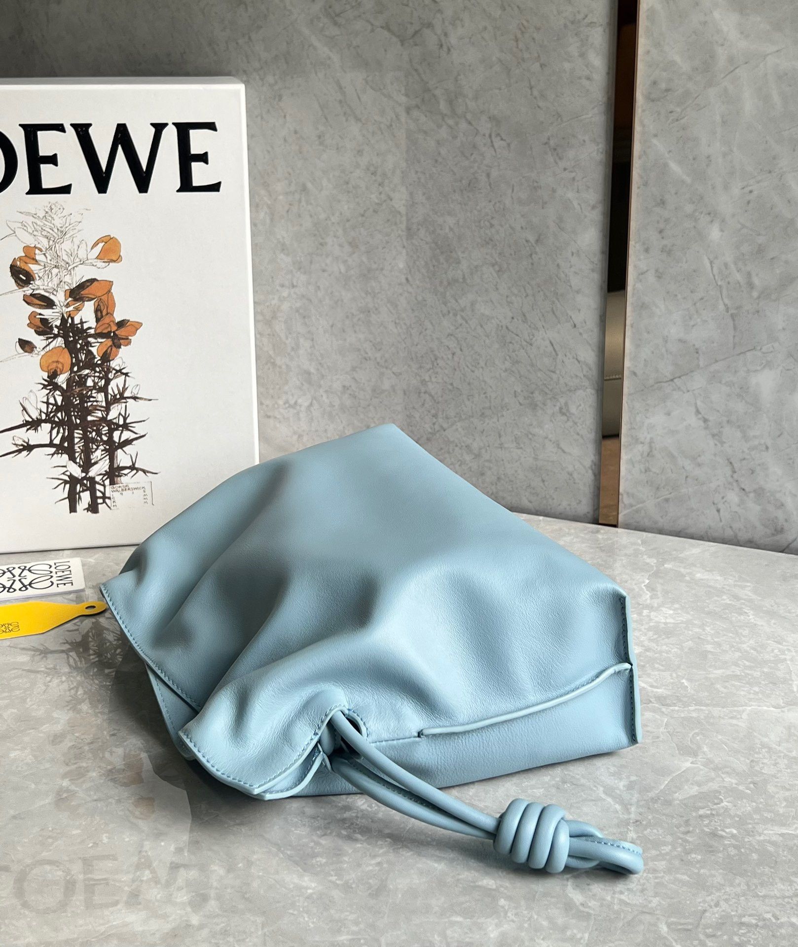 Loewe Flamenco Clutch Bag In Dusty Blue Calfskin