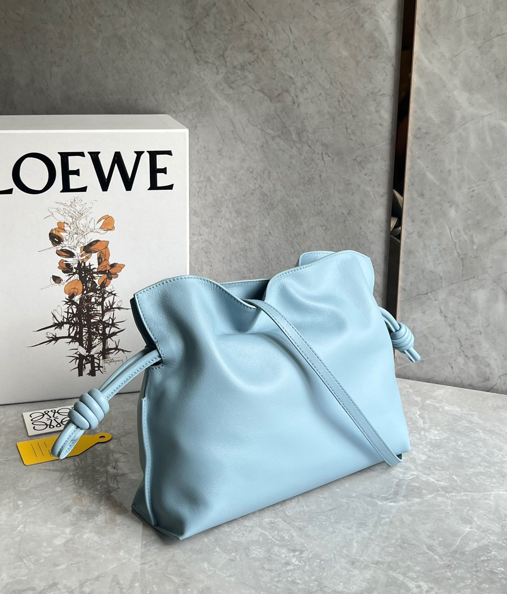 Loewe Flamenco Clutch Bag In Dusty Blue Calfskin