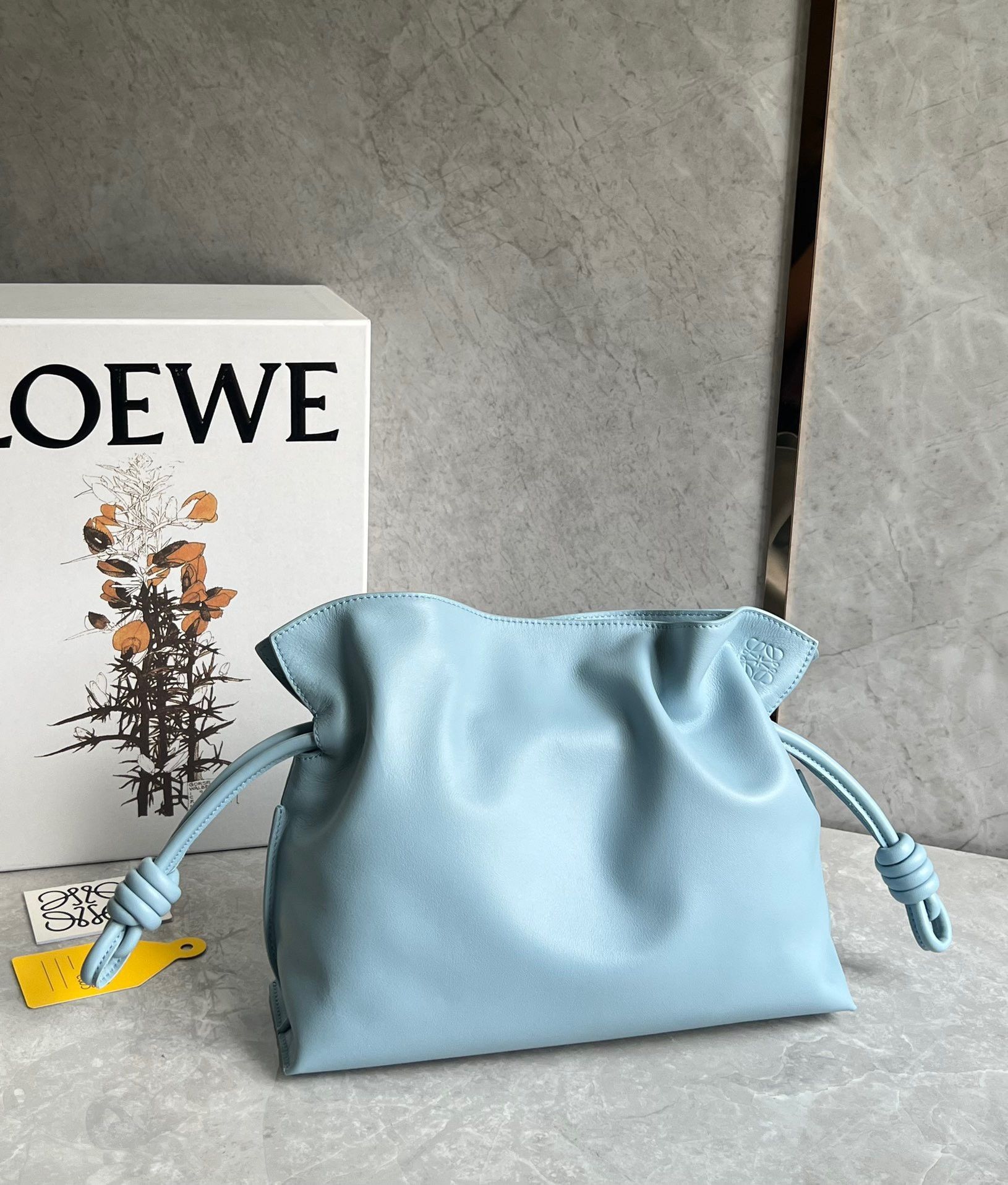 Loewe Flamenco Clutch Bag In Dusty Blue Calfskin