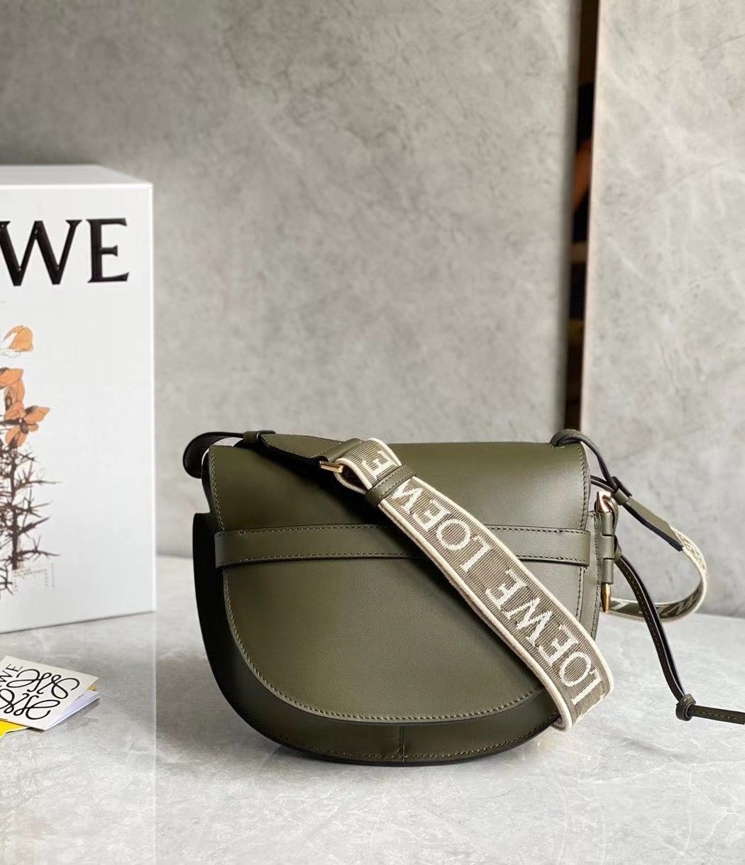 Loewe Gate Small Bag In Green Calfskin and Jacquard