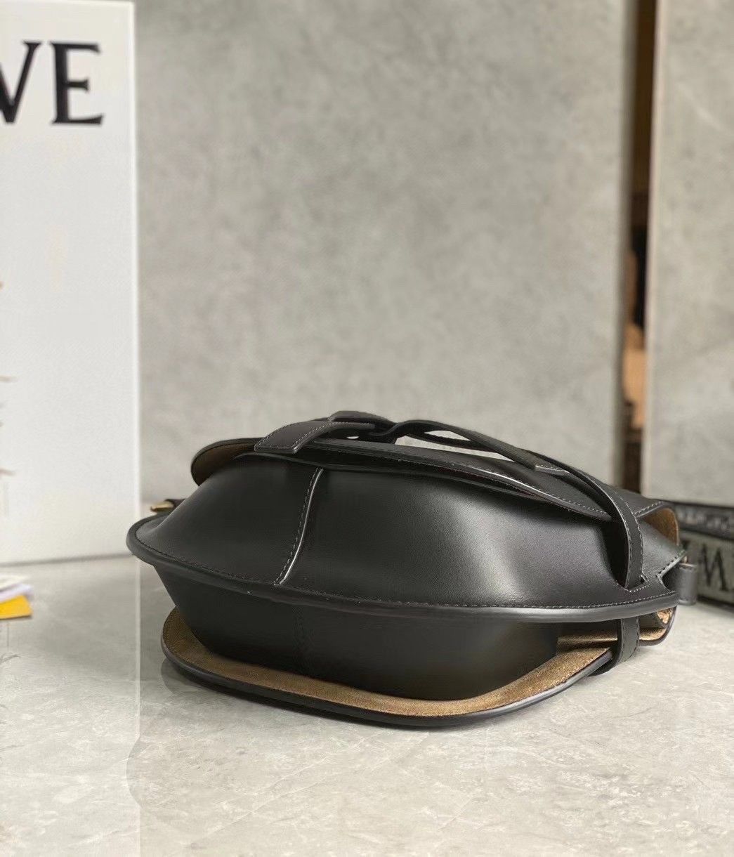 Loewe Gate Small Bag In Black Calfskin and Jacquard