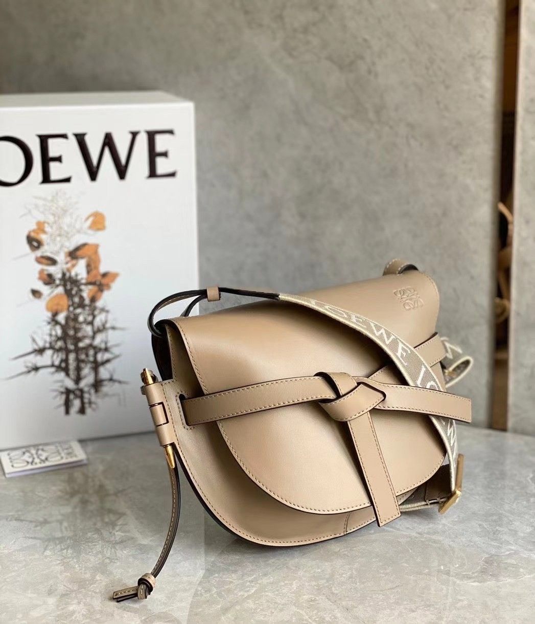 Loewe Gate Small Bag In Sand Calfskin and Jacquard