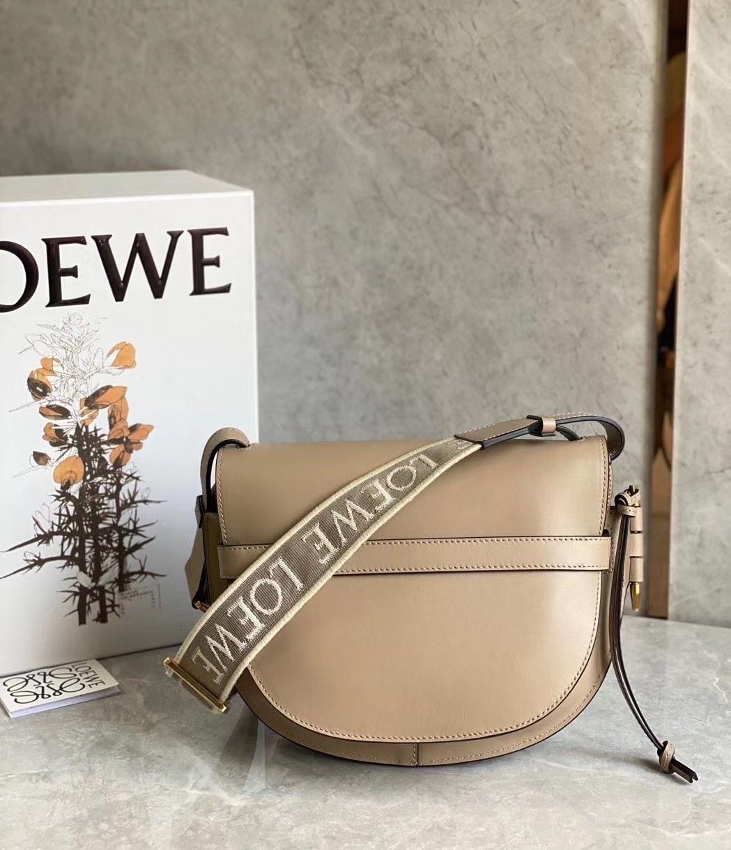 Loewe Gate Small Bag In Sand Calfskin and Jacquard