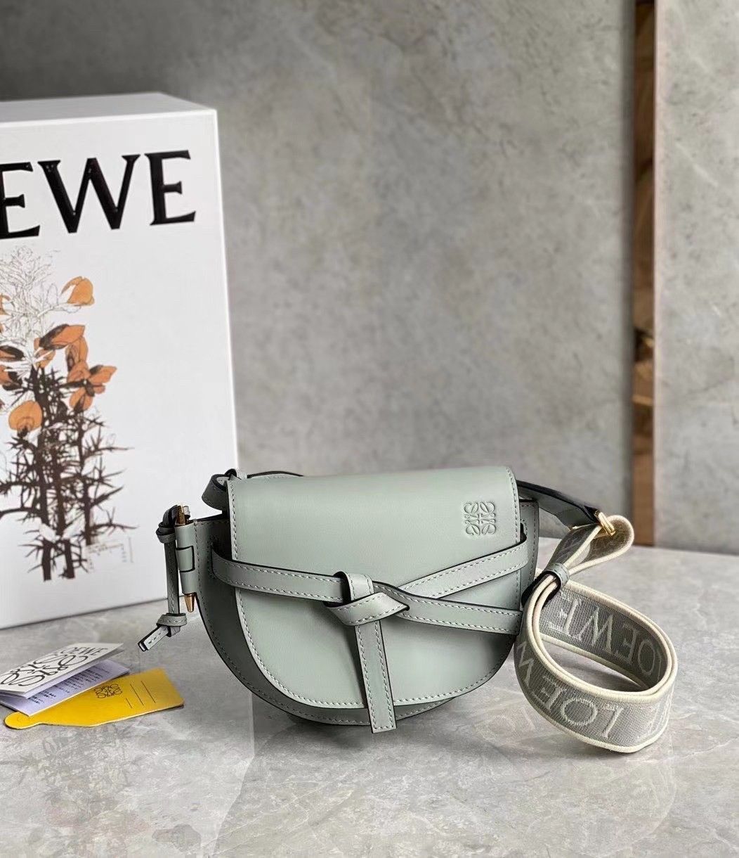 Loewe Gate Dual Mini Bag In Ash Grey Calfskin