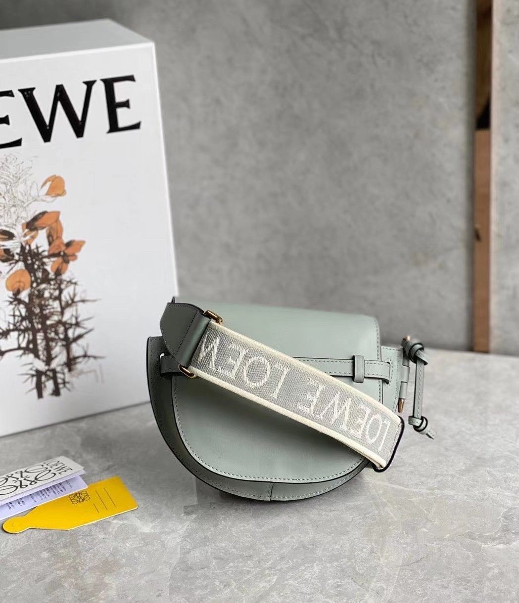 Loewe Gate Dual Mini Bag In Ash Grey Calfskin