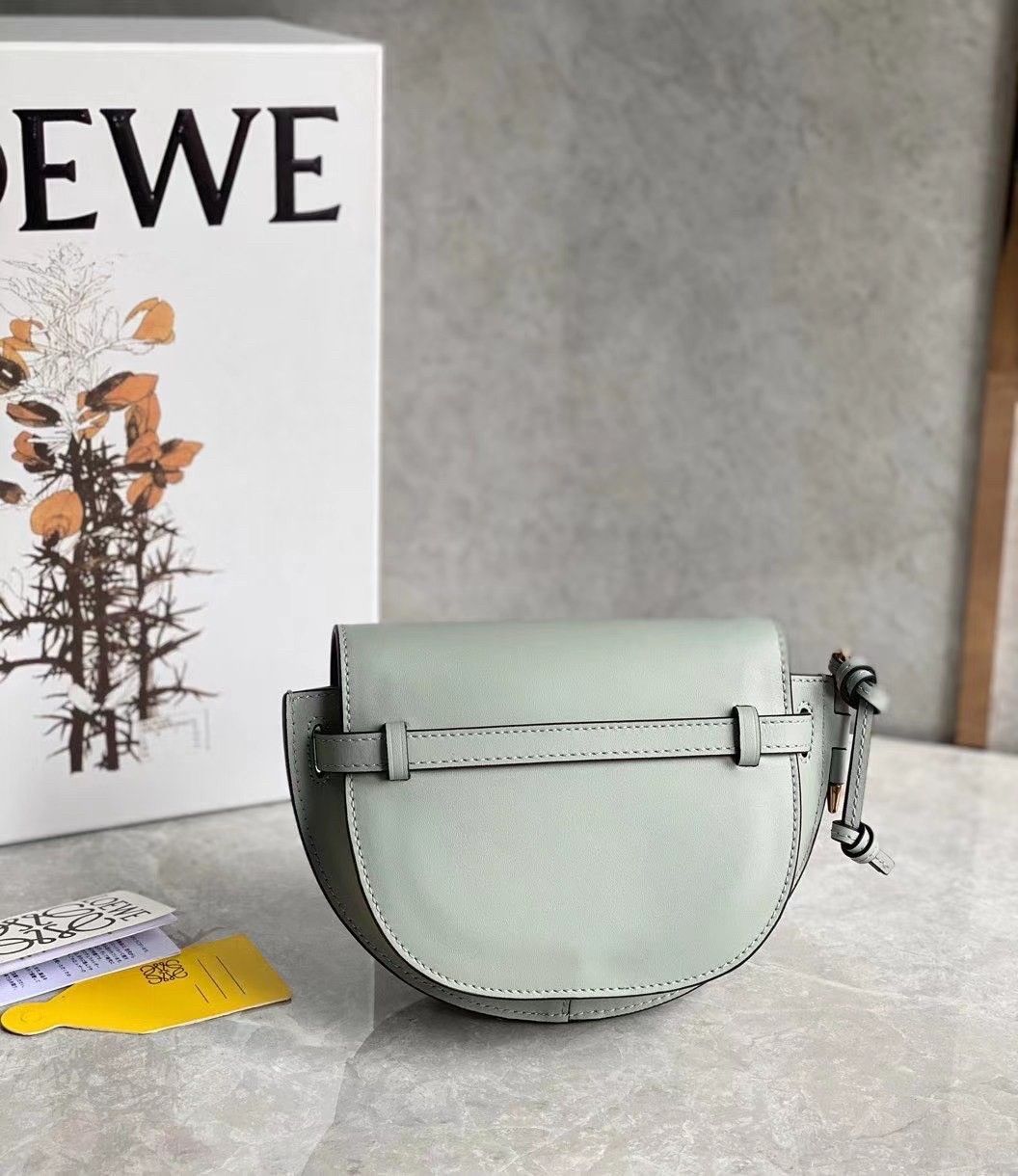 Loewe Gate Dual Mini Bag In Ash Grey Calfskin