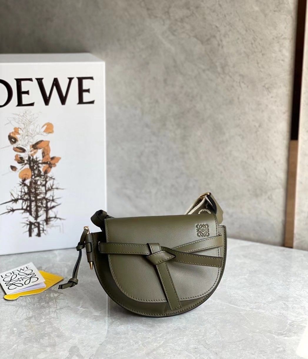 Loewe Gate Dual Mini Bag In Autumn Green Calfskin