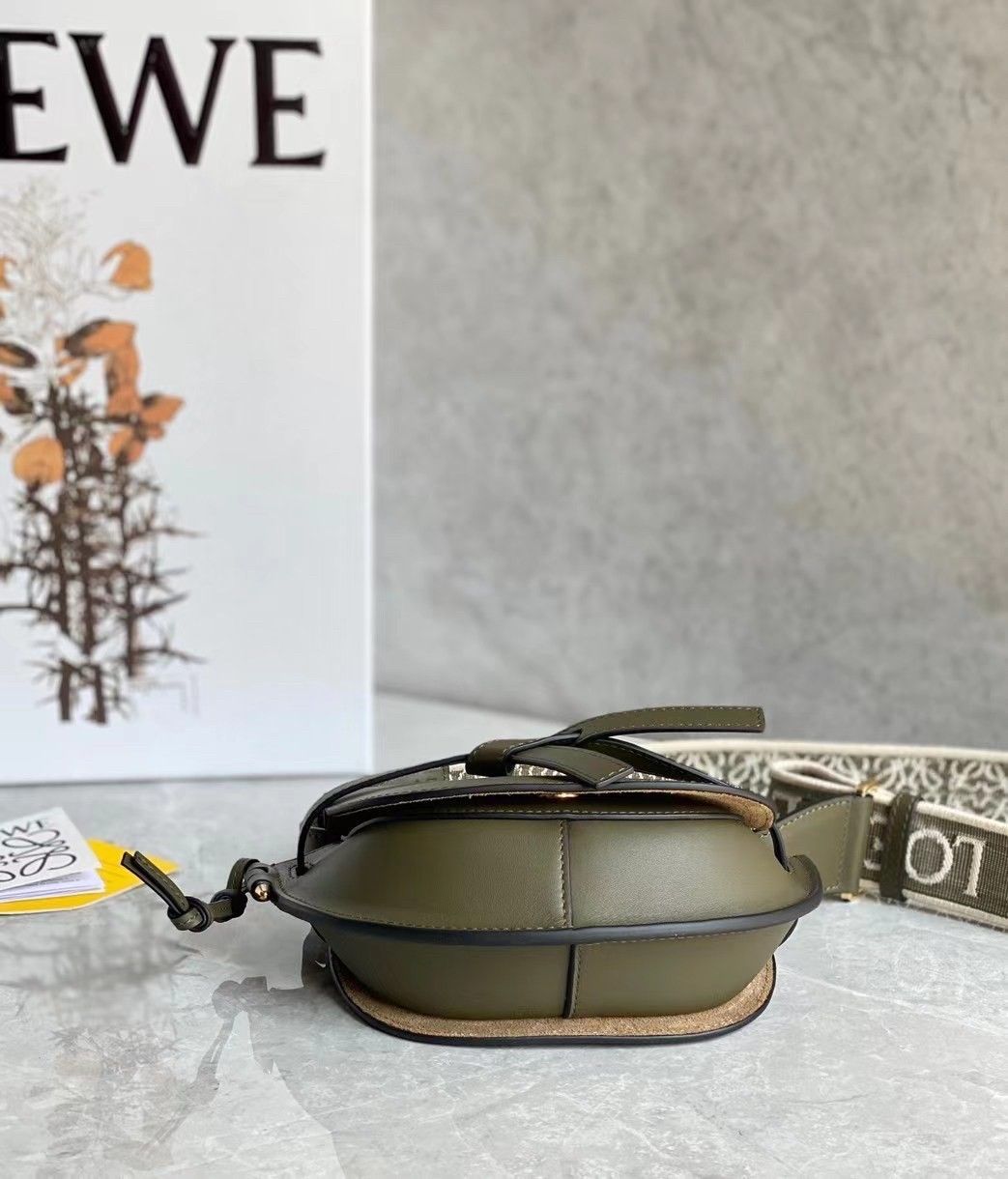 Loewe Gate Dual Mini Bag In Autumn Green Calfskin