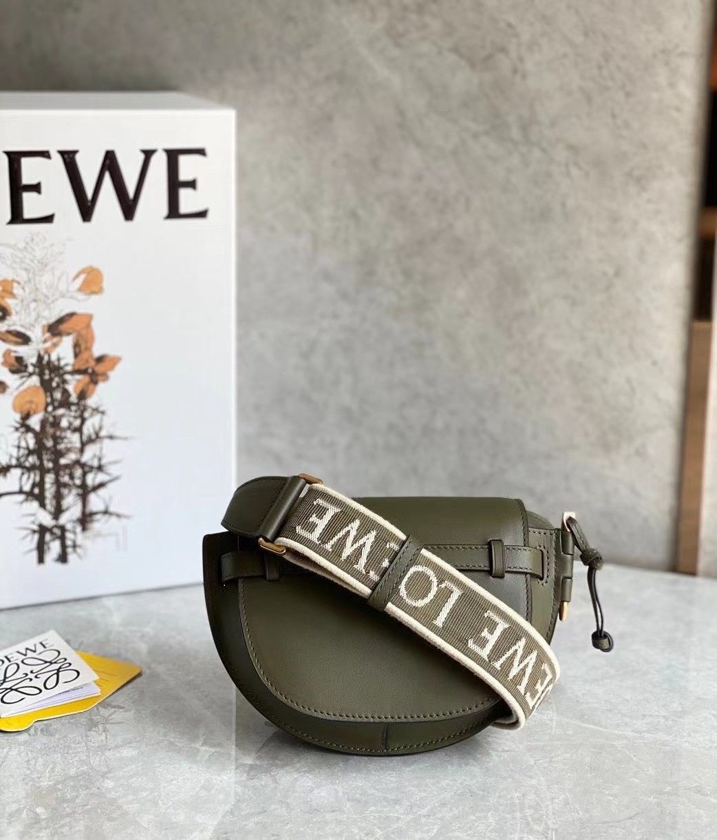 Loewe Gate Dual Mini Bag In Autumn Green Calfskin