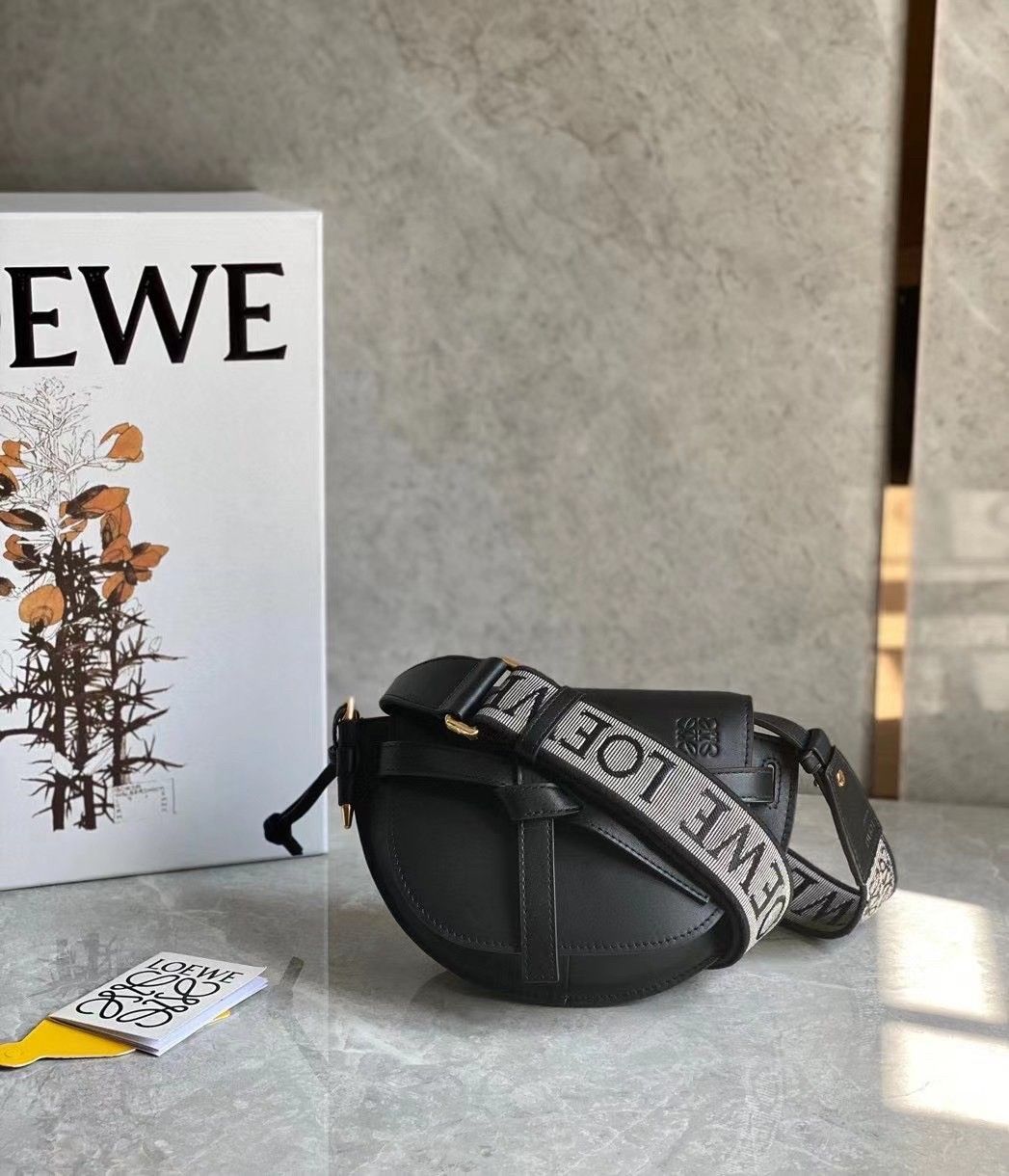 Loewe Gate Dual Mini Bag In Black Calfskin