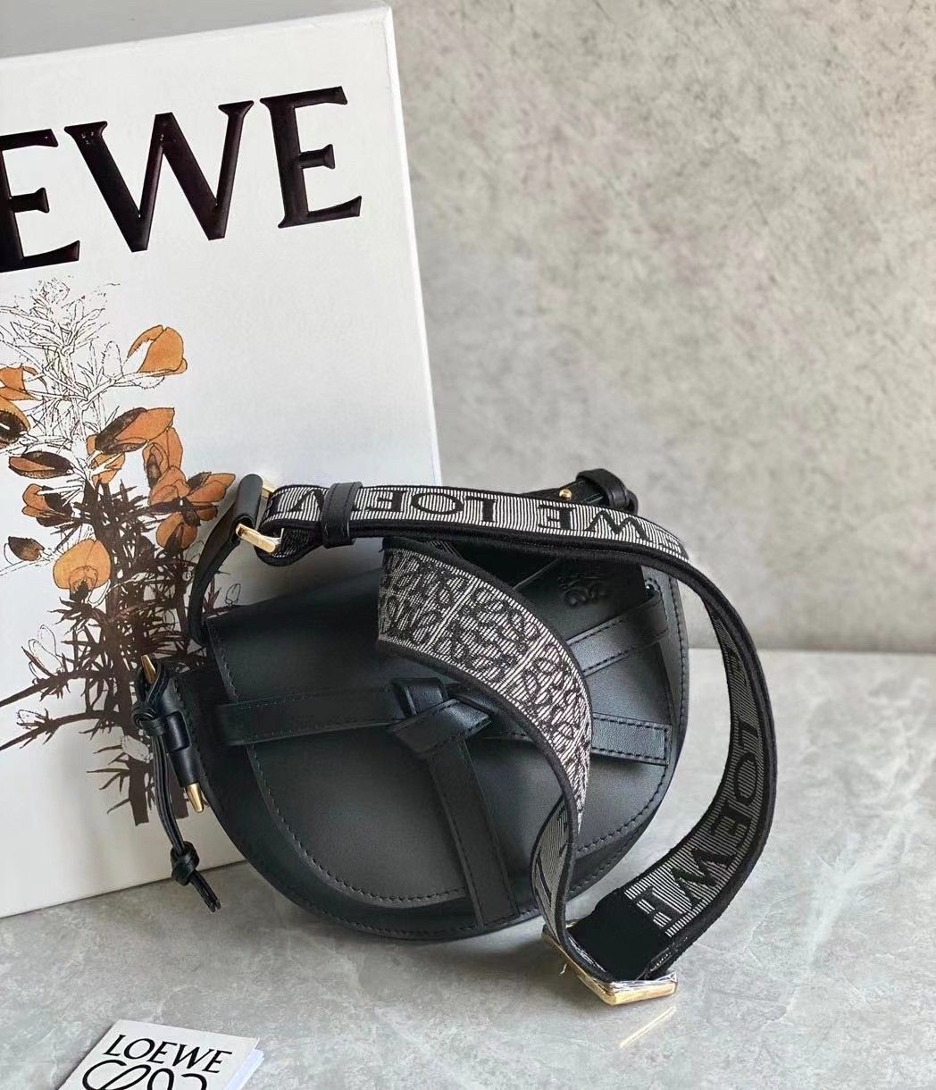 Loewe Gate Dual Mini Bag In Black Calfskin