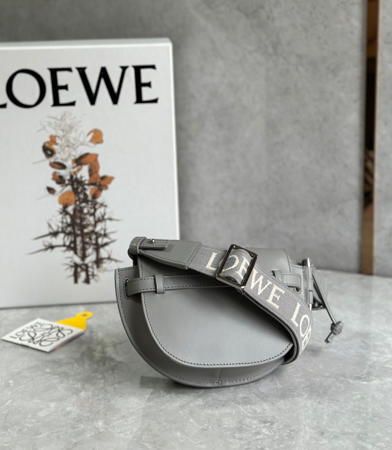 Loewe Gate Dual Mini Bag In Grey Calfskin