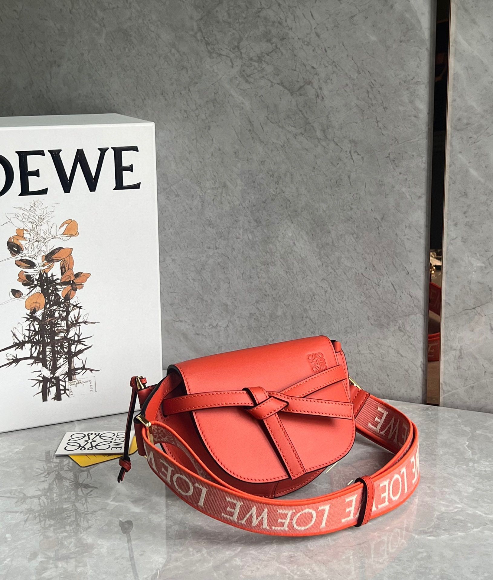 Loewe Gate Dual Mini Bag in Sunrise Orange Calfskin