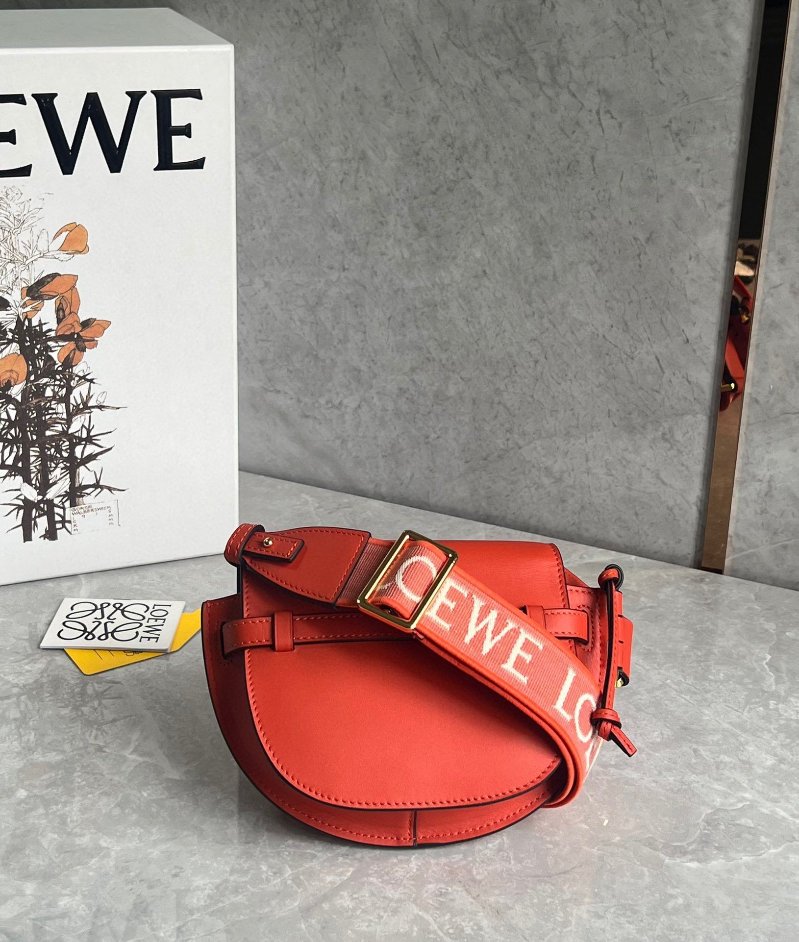 Loewe Gate Dual Mini Bag in Sunrise Orange Calfskin