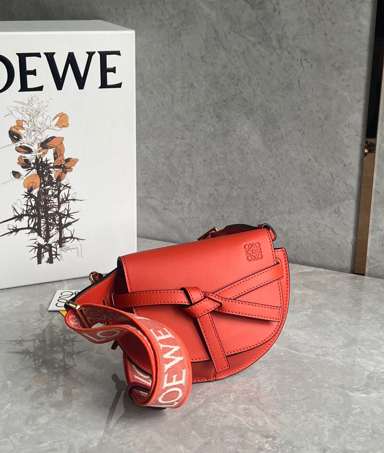 Loewe Gate Dual Mini Bag in Sunrise Orange Calfskin