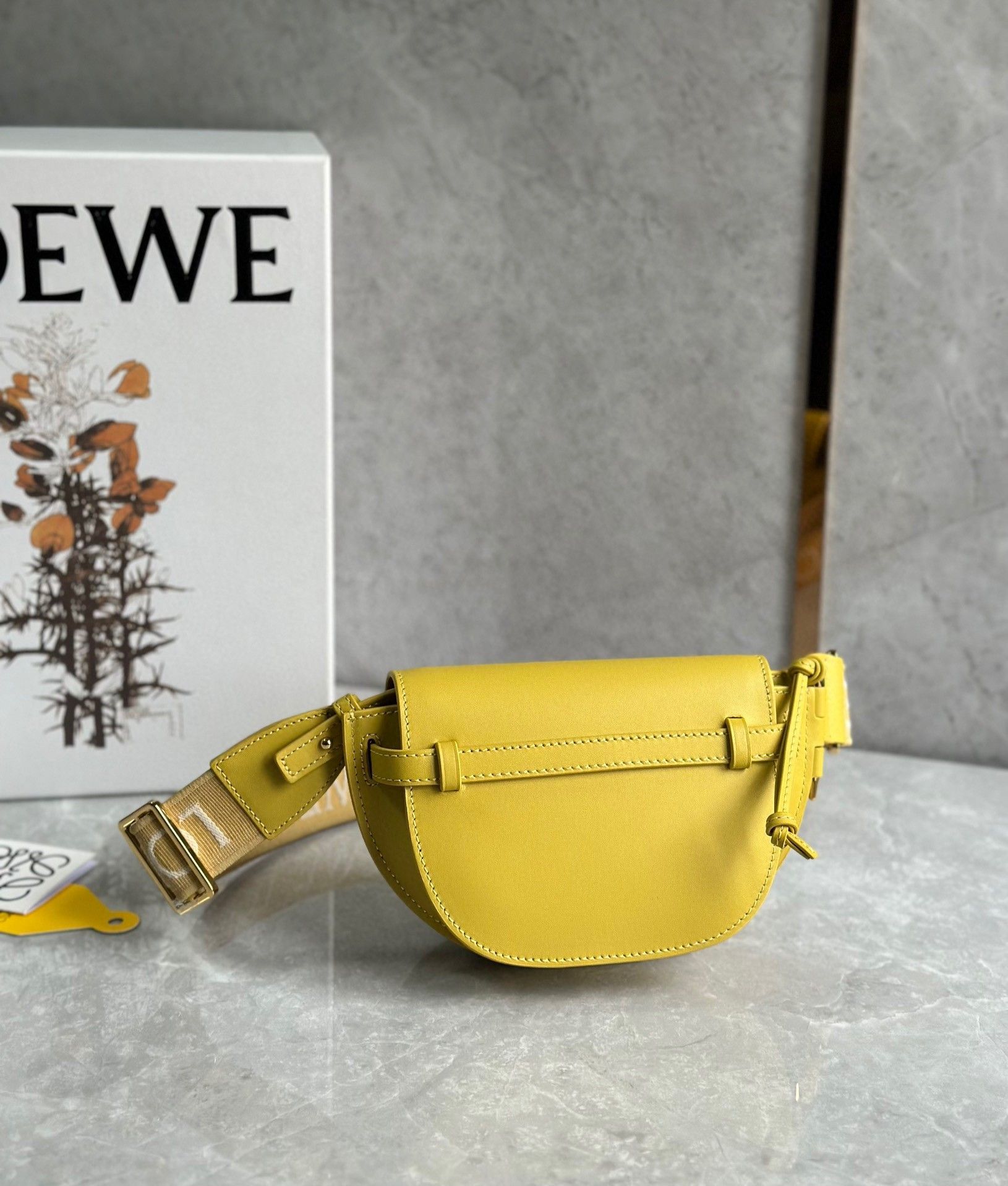 Loewe Gate Dual Mini Bag in Yellow Calfskin