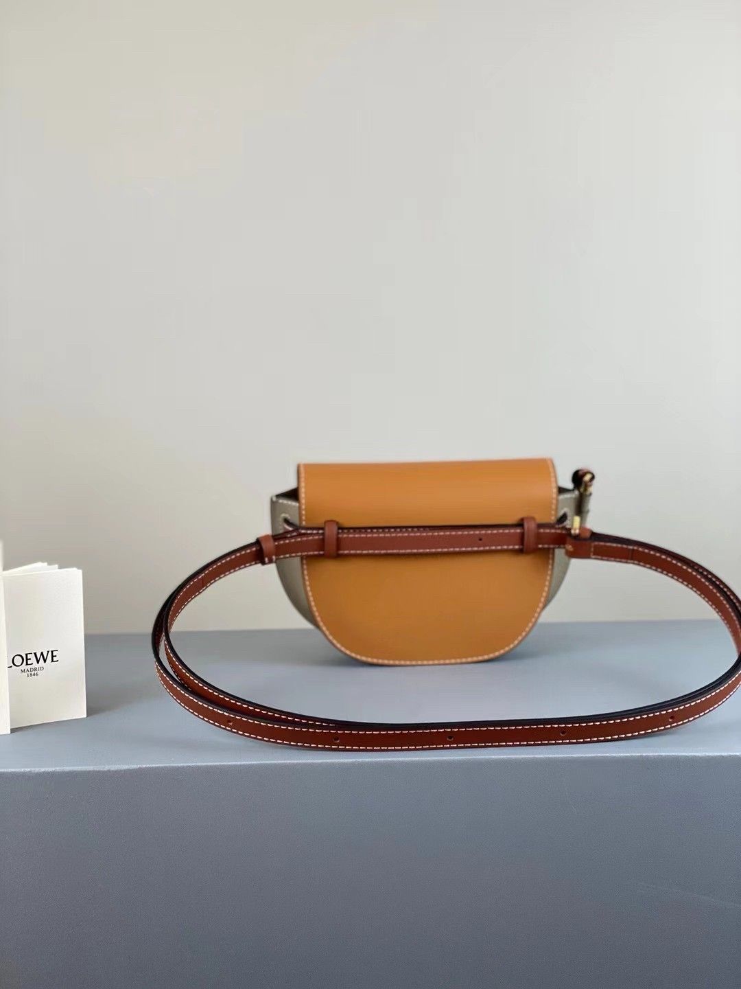 Loewe Gate Dual Mini Bag In Amber-Grey Calfskin