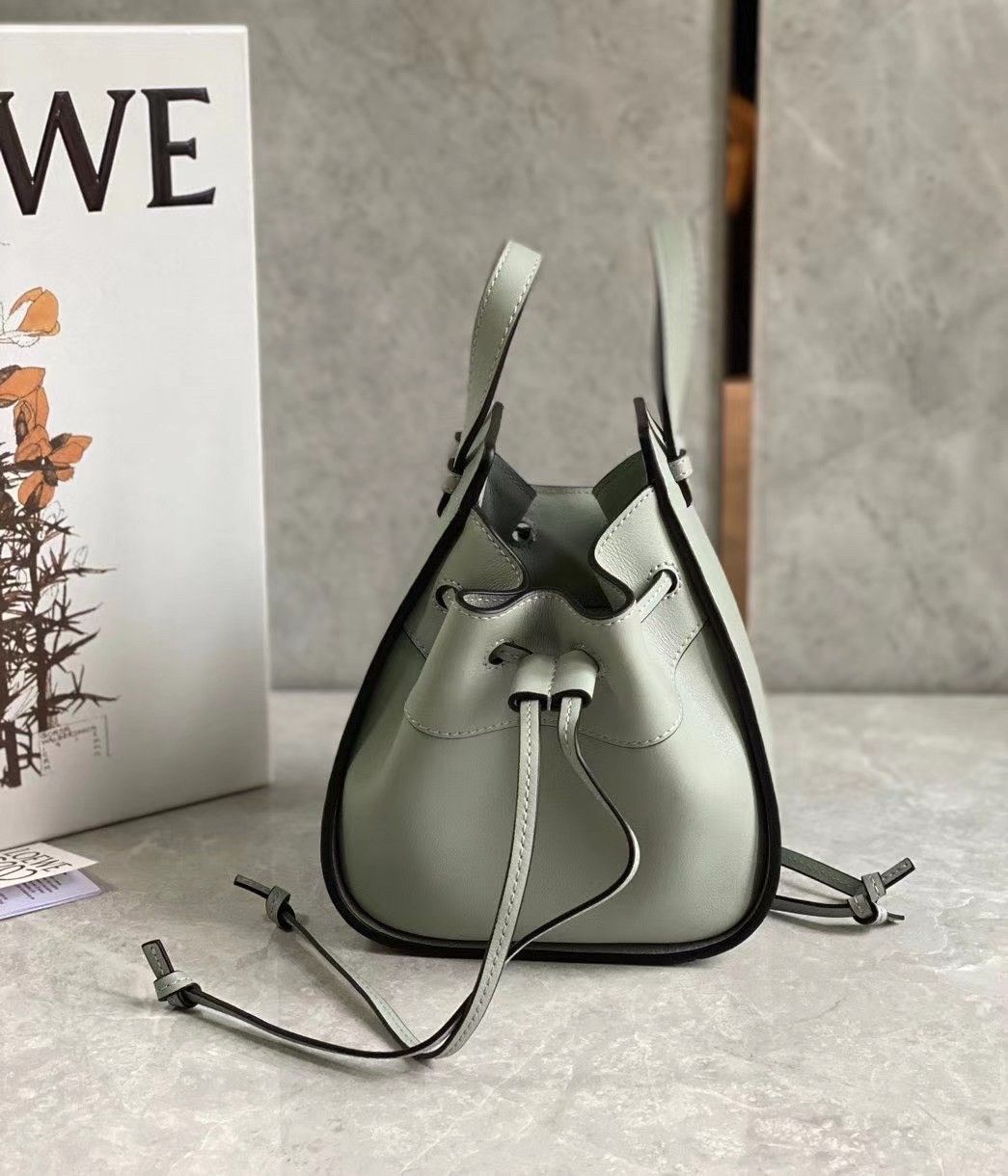 Loewe Mini Hammock Drawstring Bag In Ash Grey Calfskin