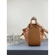 Loewe Mini Hammock Drawstring Bag In Brown Grained Leather