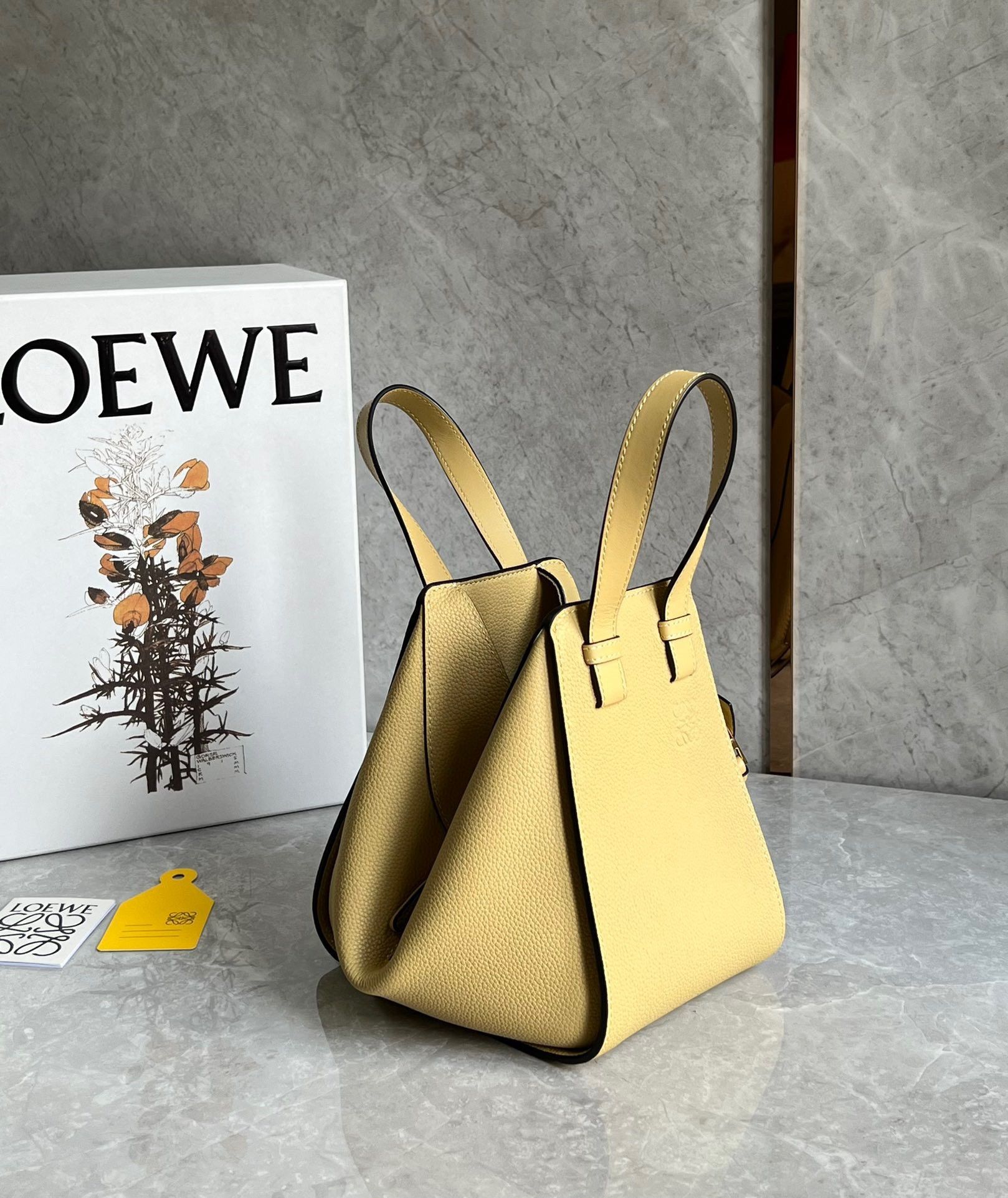 Loewe Compact Hammock Bag in Dark Butter Grained Calfskin