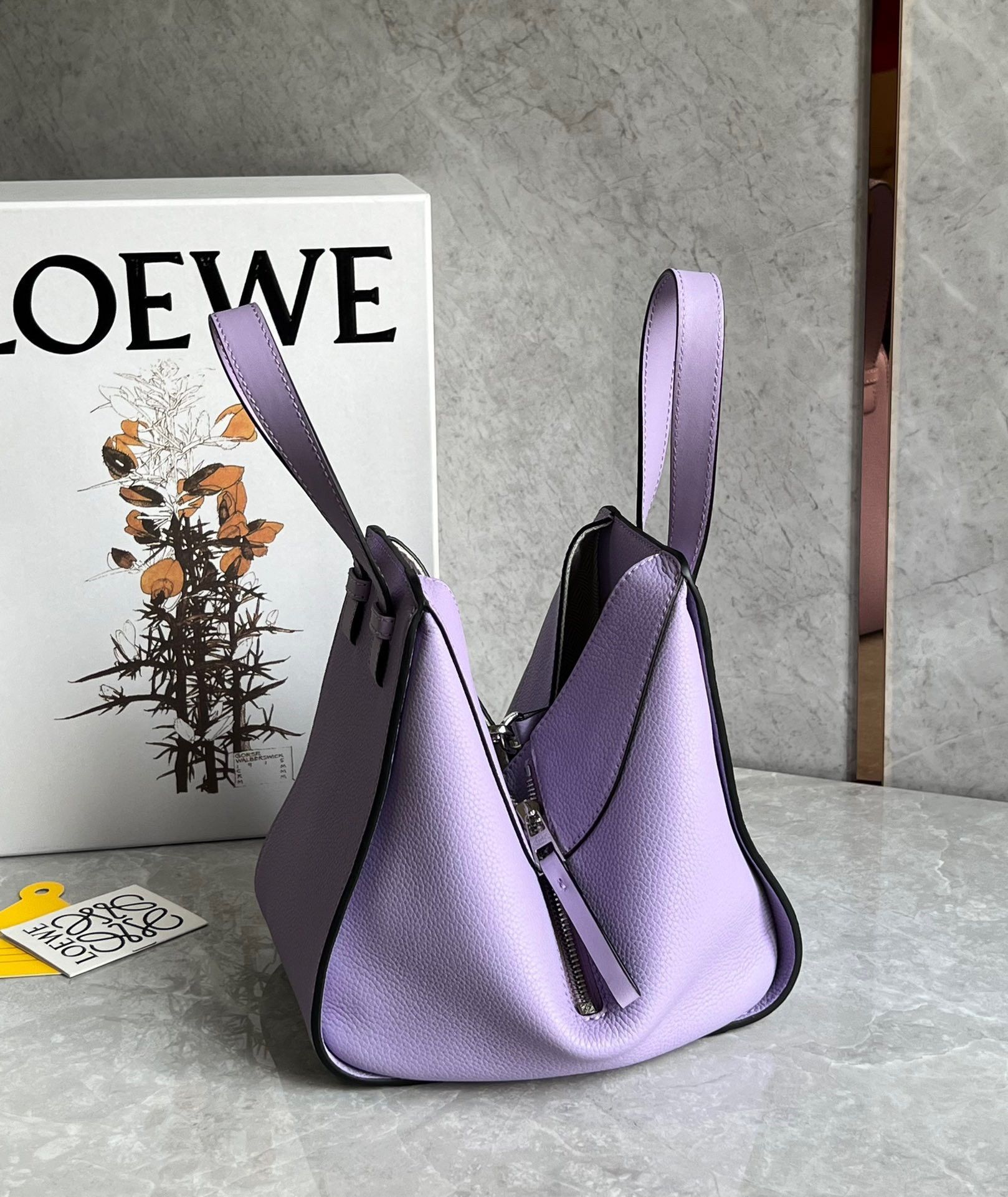 Loewe Compact Hammock Bag in Light Mauve Grained Calfskin