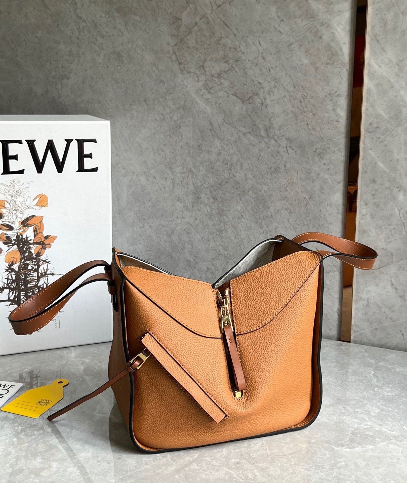 Loewe Compact Hammock Bag in Light Caramel Grained Calfskin