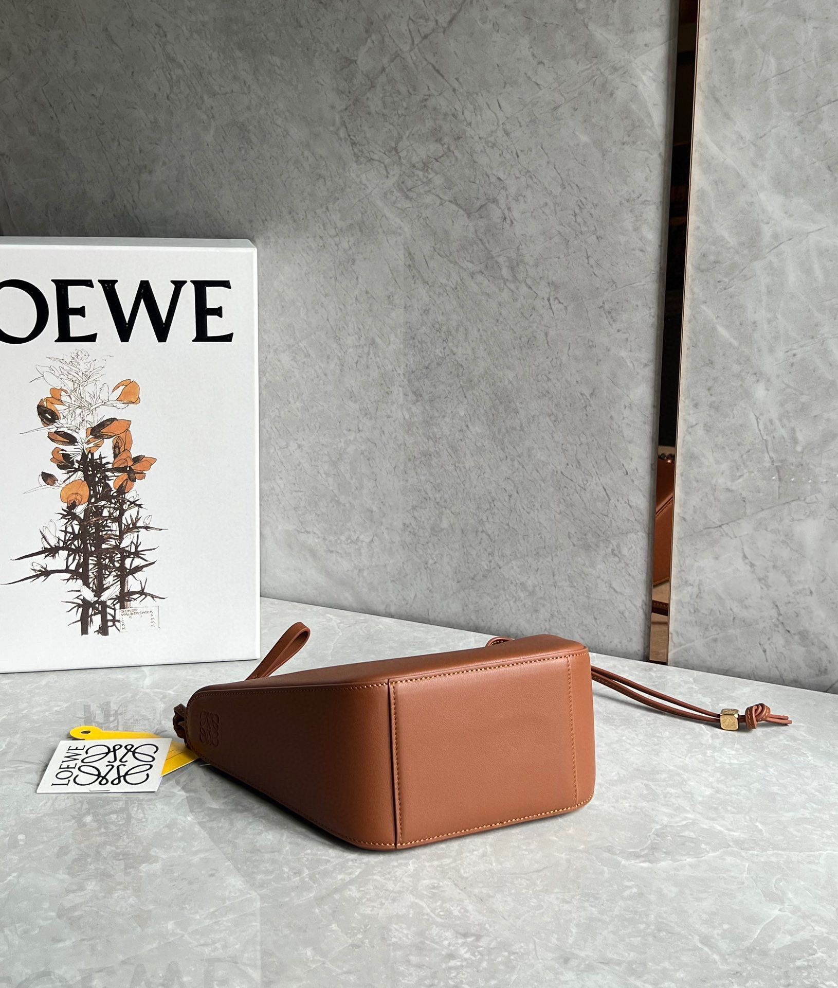 Loewe Mini Hammock Hobo Bag in Brown Calfskin