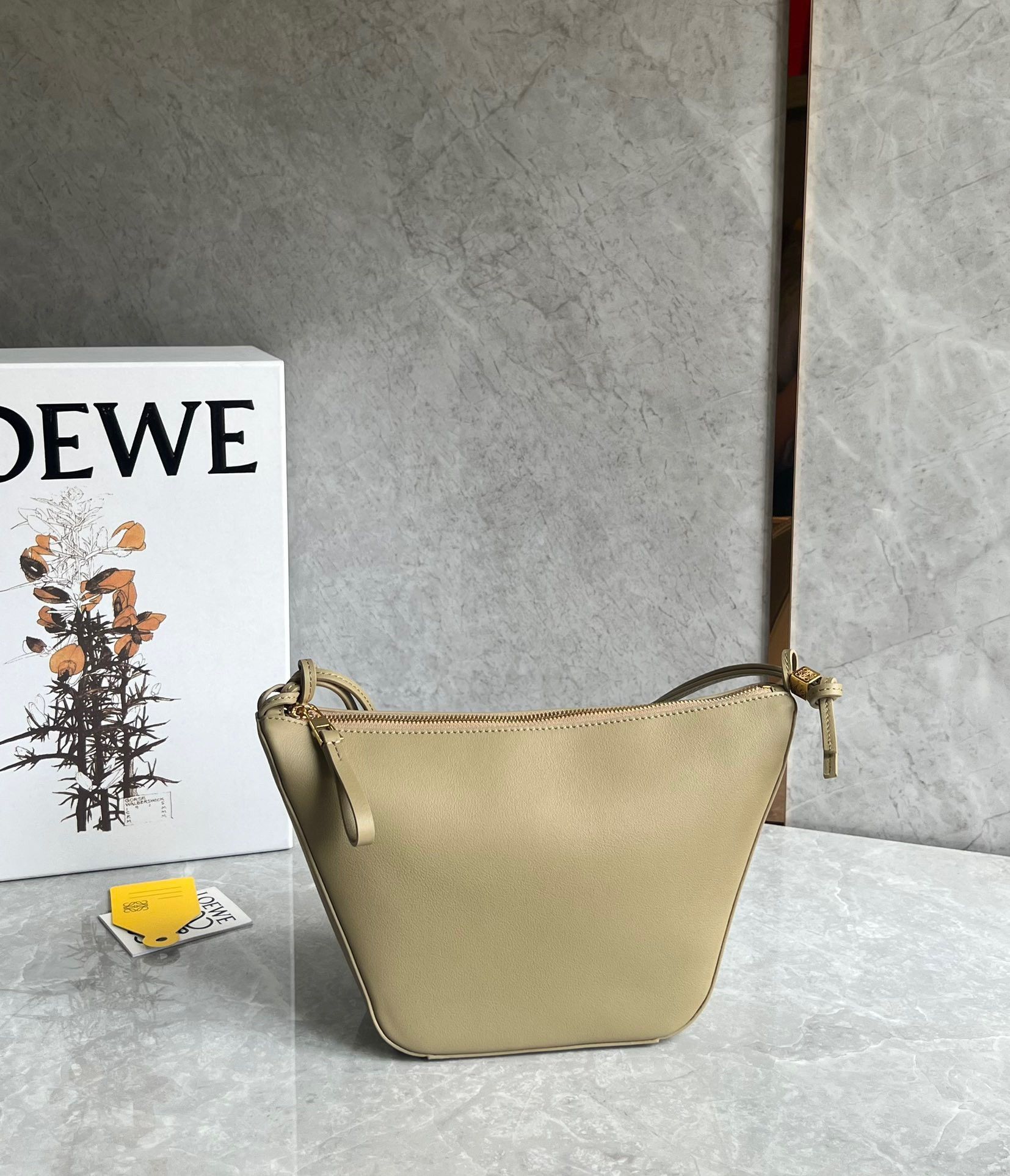 Loewe Mini Hammock Hobo Bag in Clay Green Calfskin