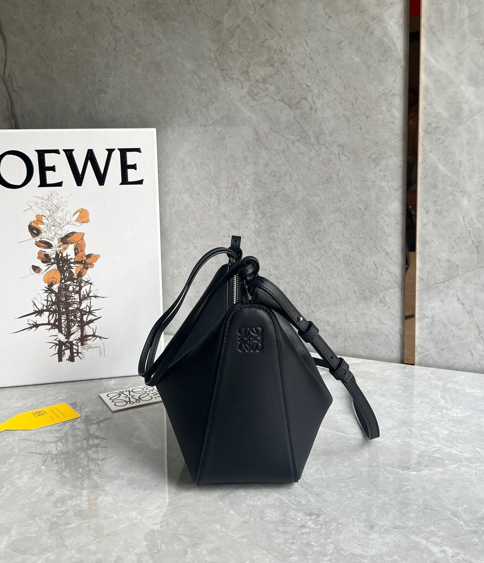 Loewe Mini Hammock Hobo Bag in Black Calfskin