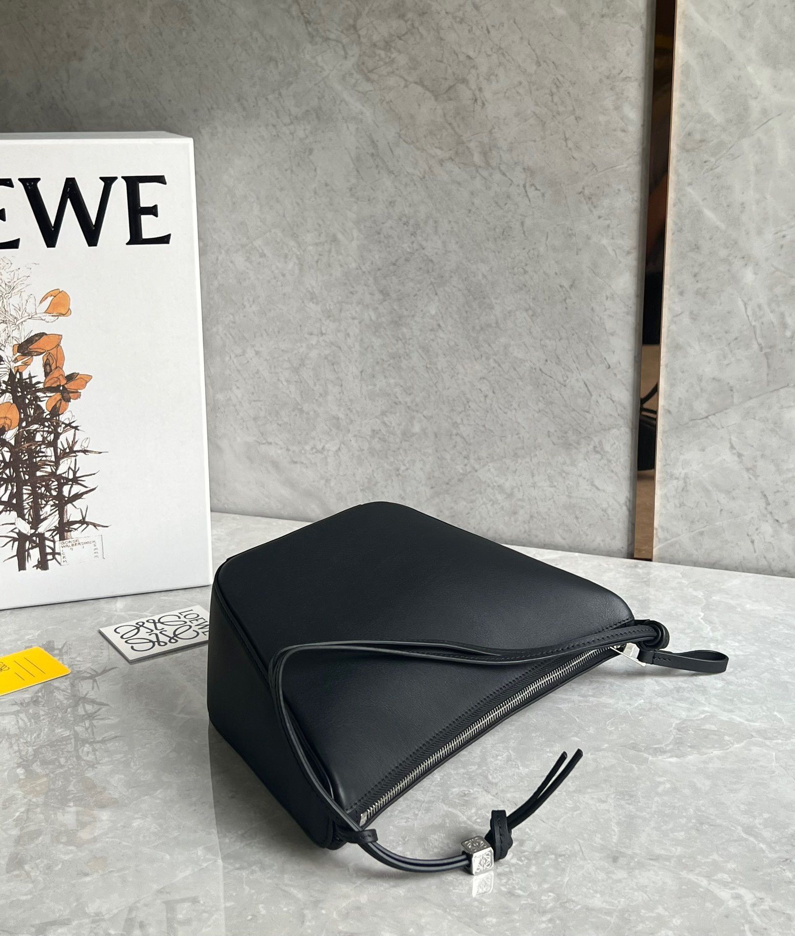 Loewe Mini Hammock Hobo Bag in Black Calfskin