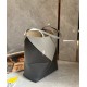 Loewe Medium Puzzle Fold Tote Bag in Grey-Dark Green Calfskin