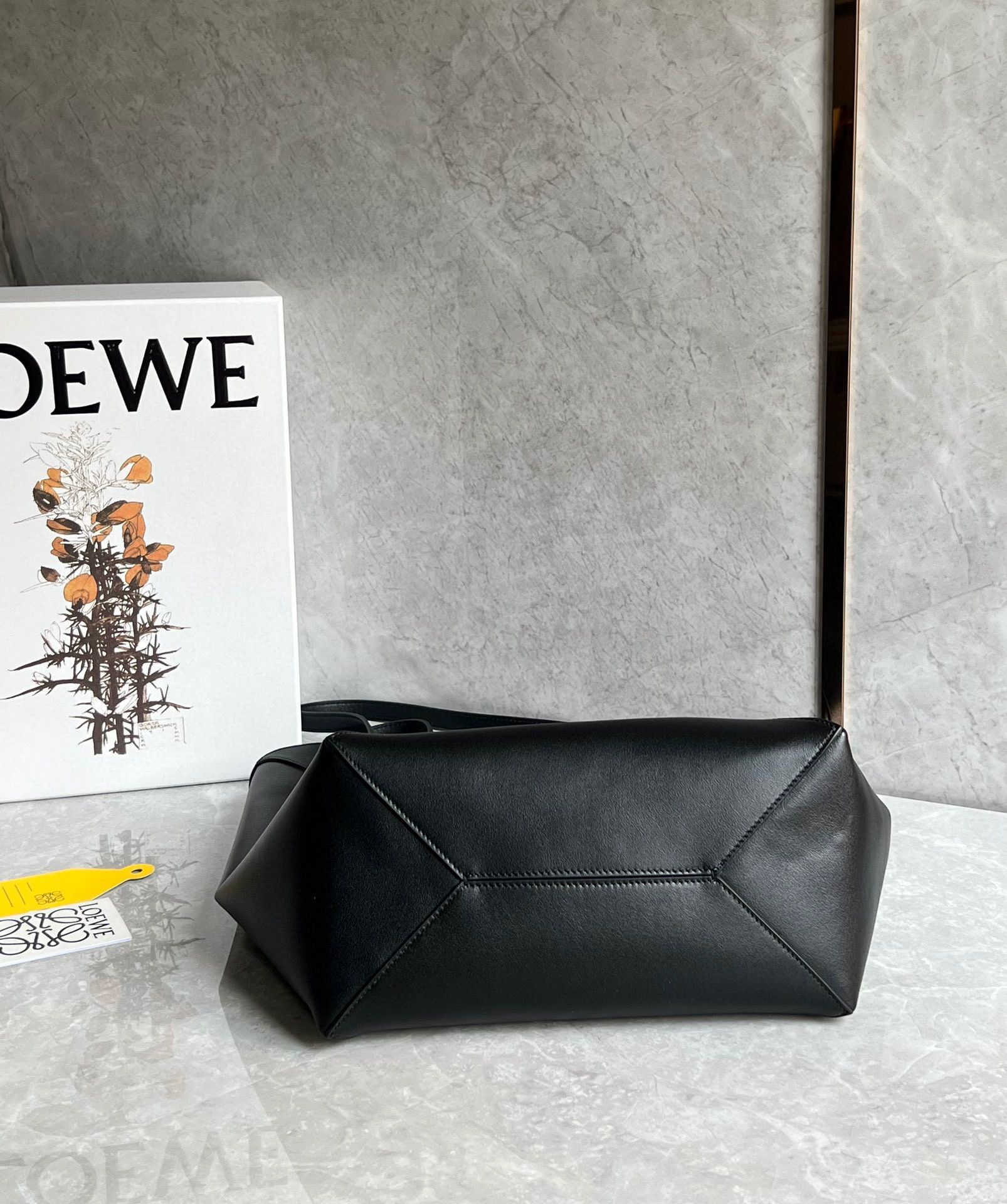 Loewe Medium Puzzle Fold Tote Bag in Black Calfskin