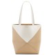 Loewe Medium Puzzle Fold Tote Bag in White-Beige Calfskin