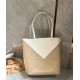 Loewe Medium Puzzle Fold Tote Bag in White-Beige Calfskin