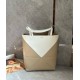 Loewe Medium Puzzle Fold Tote Bag in White-Beige Calfskin