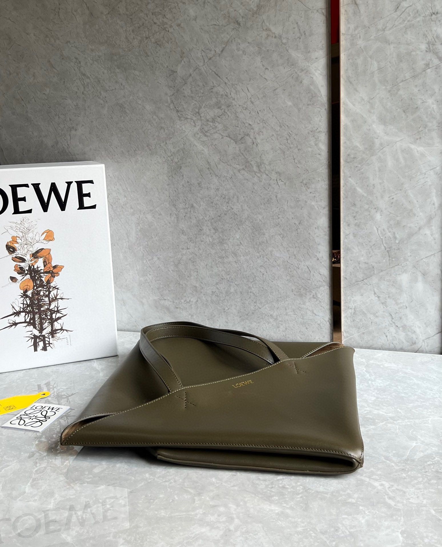 Loewe Large Puzzle Fold Tote Bag in Dark Green Calfskin