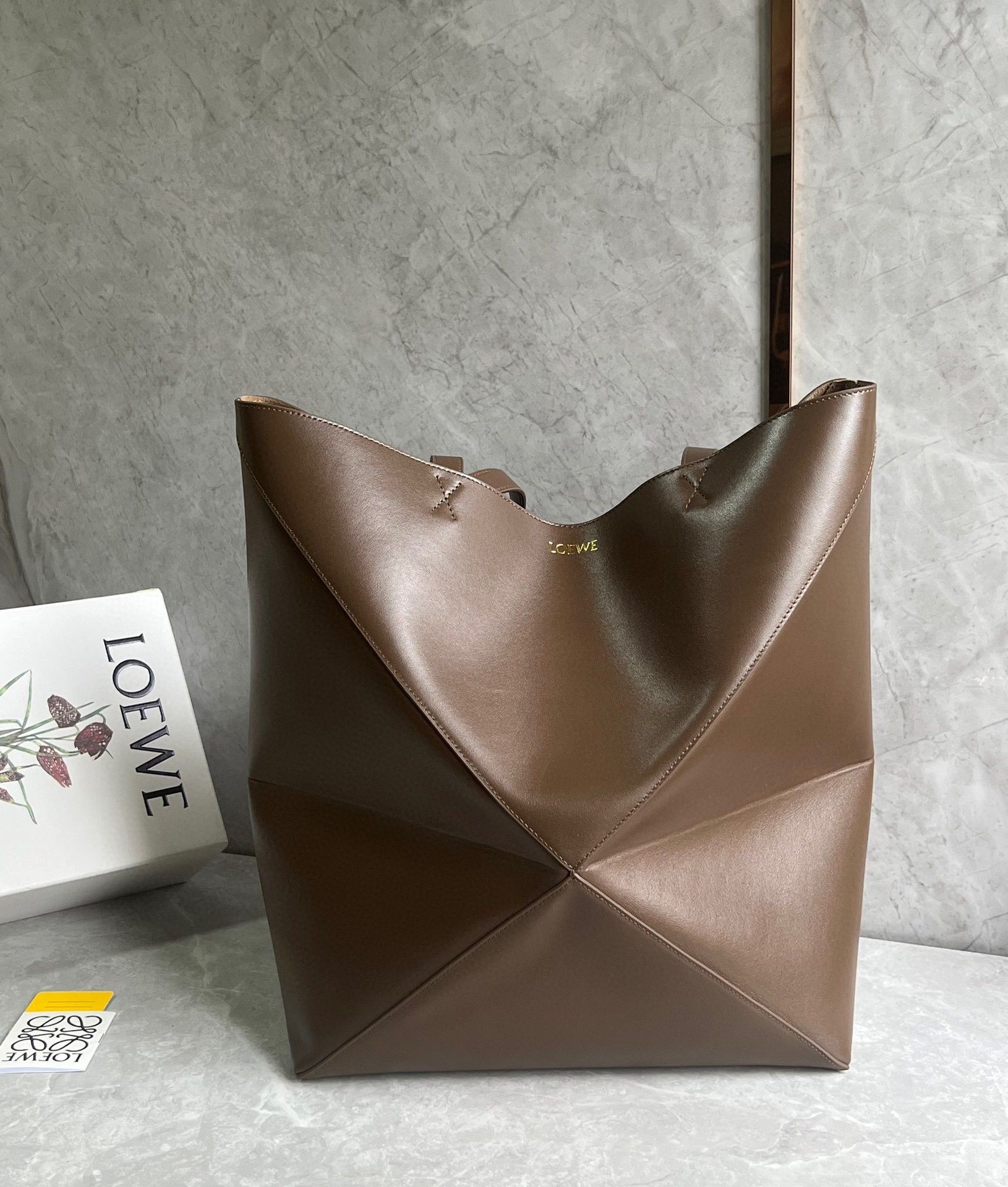 Loewe Large Puzzle Fold Tote Bag in Umber Calfskin