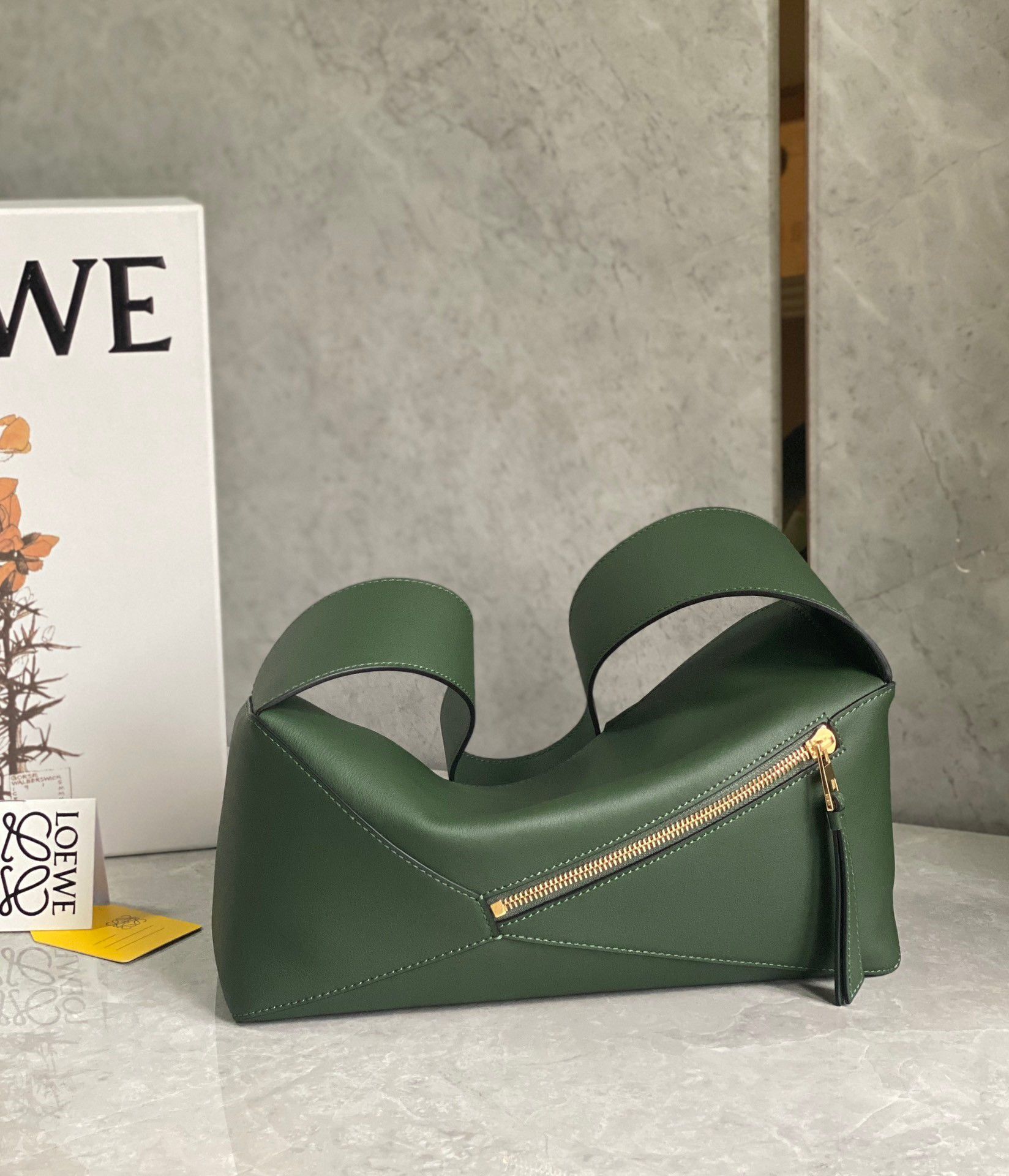 Loewe Puzzle Hobo Bag In Vintage Khaki Nappa Calfskin