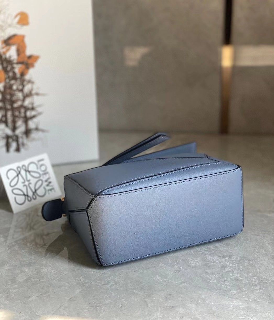 Loewe Puzzle Mini Bag In Atlantic Blue Calfskin