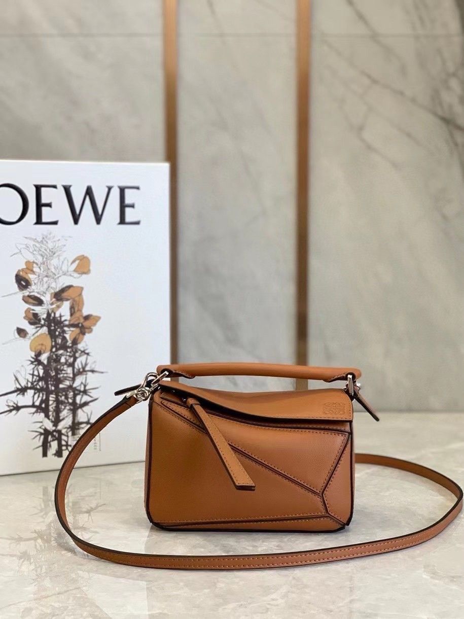 Loewe Puzzle Mini Bag In Caramel Calfskin