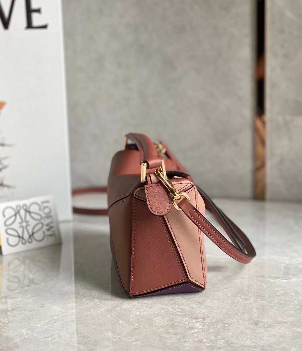 Loewe Puzzle Mini Bag In Purple-Caramel-Blossom Calfskin