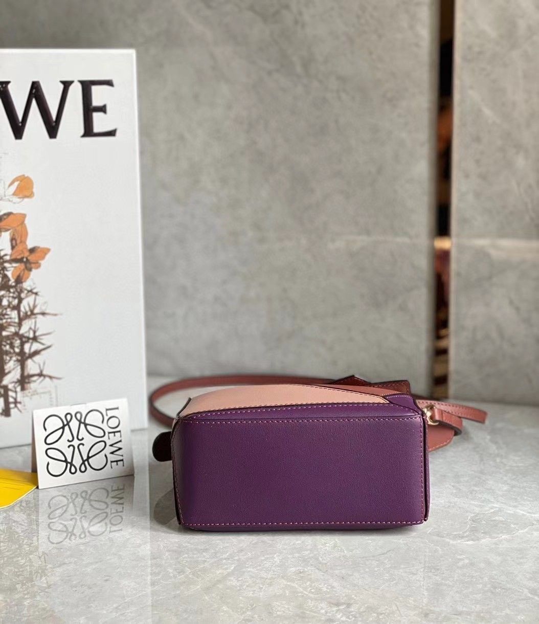 Loewe Puzzle Mini Bag In Purple-Caramel-Blossom Calfskin