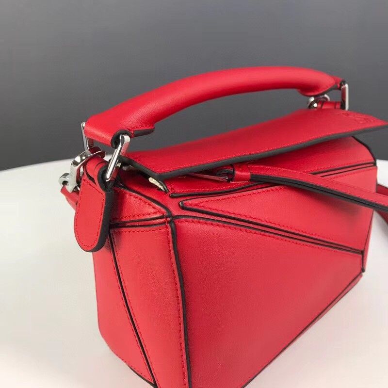 Loewe Puzzle Mini Bag In Red Calfskin