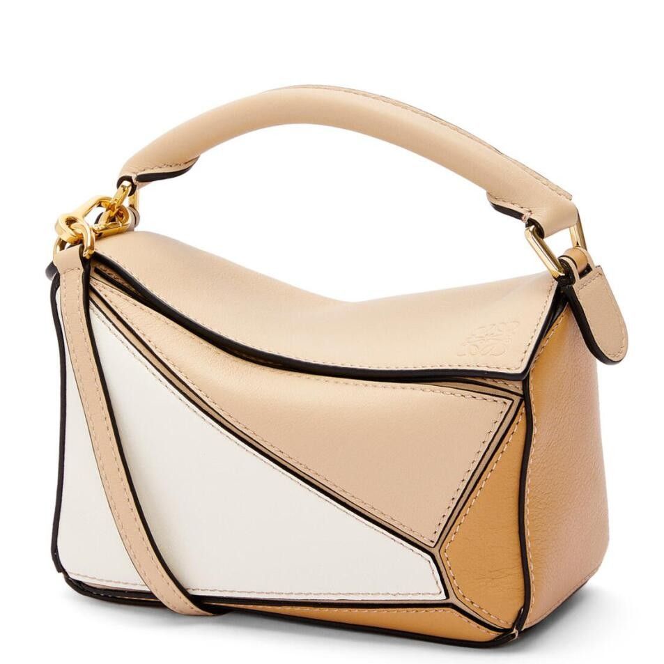 Loewe Puzzle Mini Bag In White-Warm Desert Calfskin