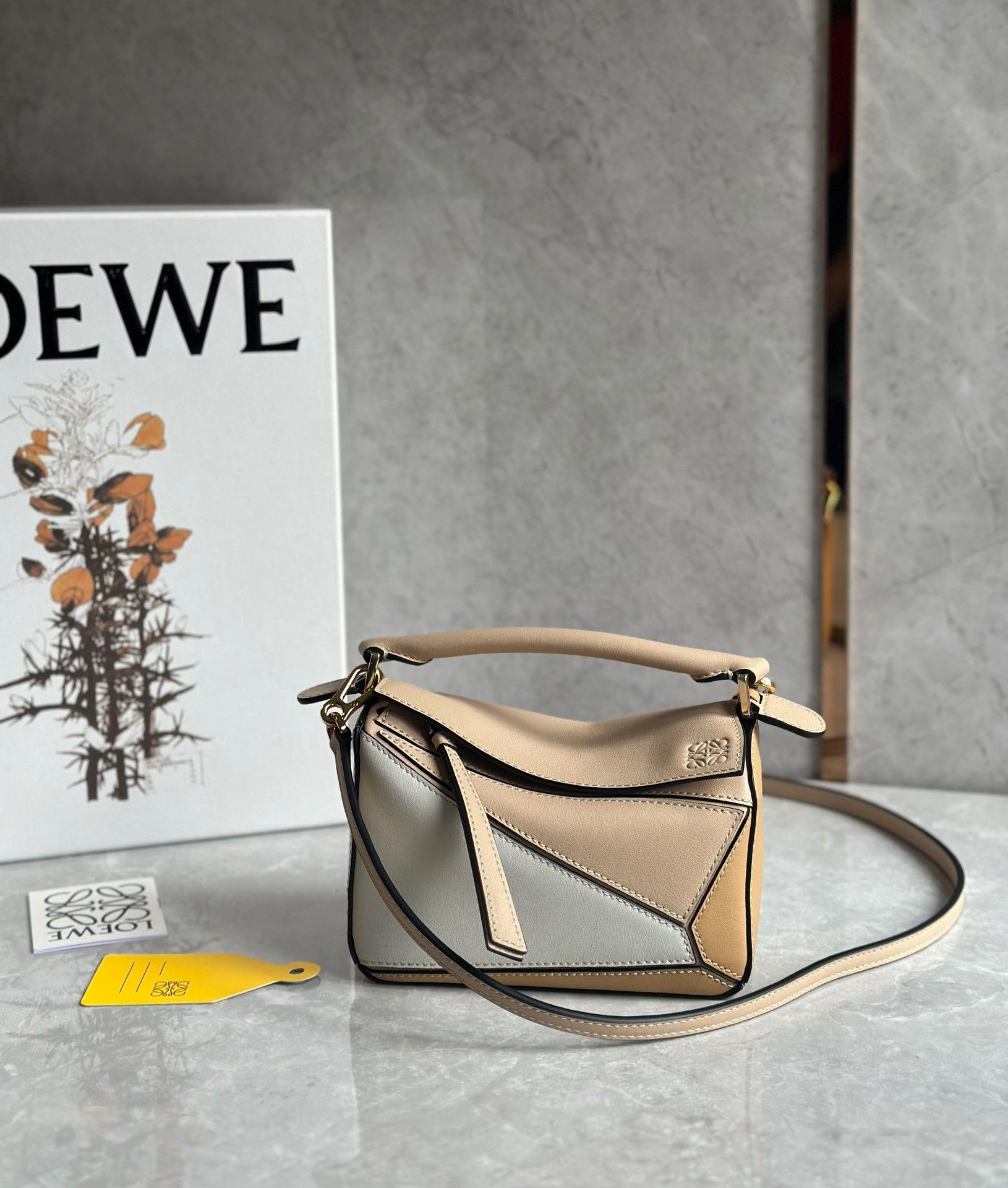 Loewe Puzzle Mini Bag In White-Warm Desert Calfskin