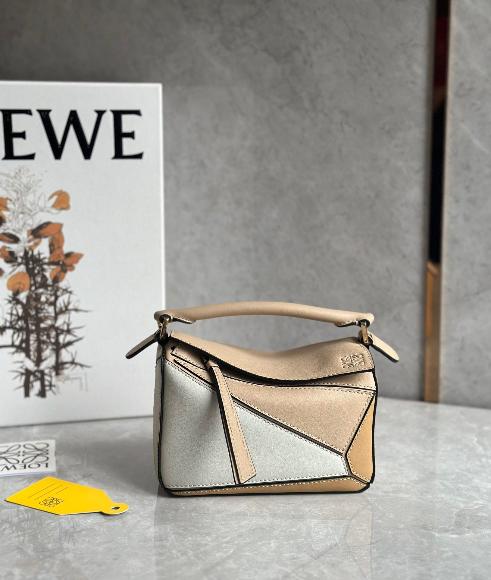 Loewe Puzzle Mini Bag In White-Warm Desert Calfskin