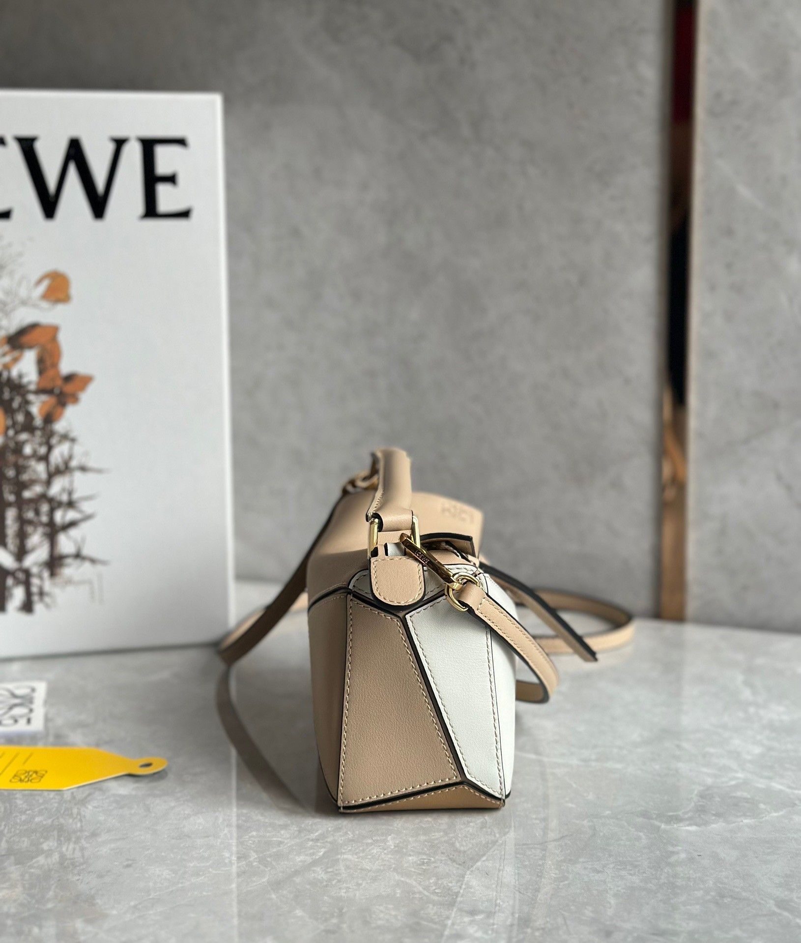 Loewe Puzzle Mini Bag In White-Warm Desert Calfskin