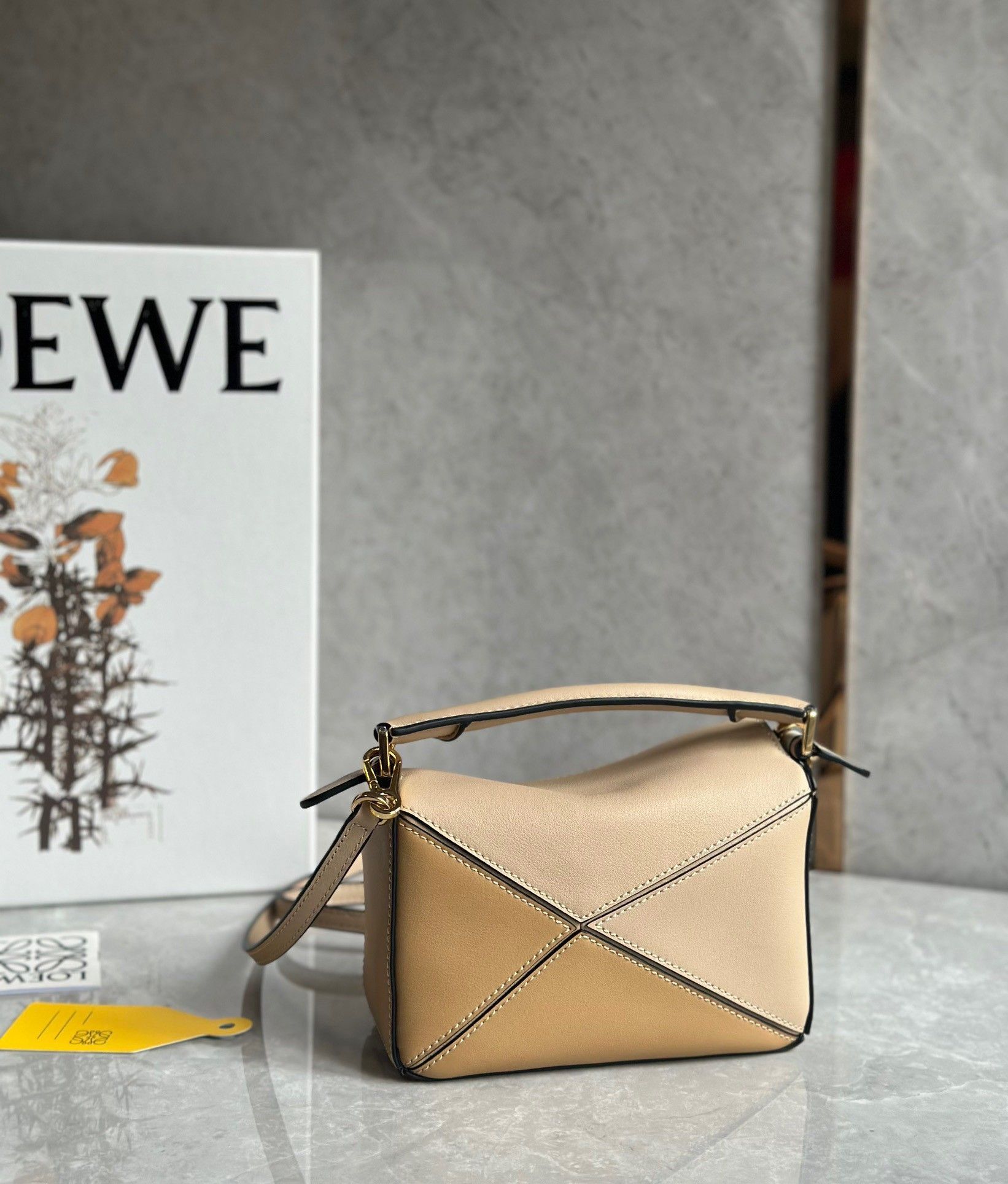 Loewe Puzzle Mini Bag In White-Warm Desert Calfskin