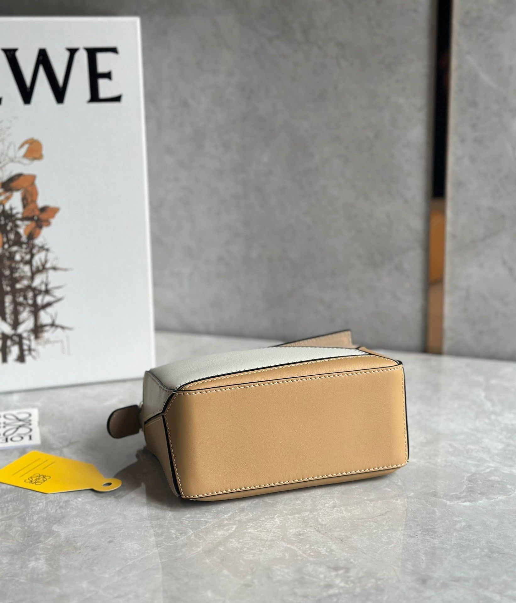 Loewe Puzzle Mini Bag In White-Warm Desert Calfskin