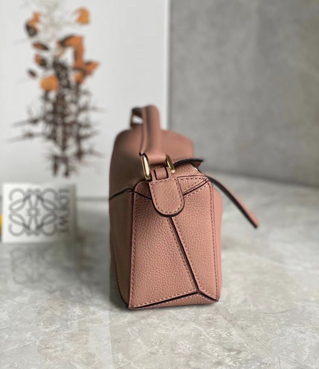 Loewe Puzzle Mini Bag In Dark Blush Grained Calfskin